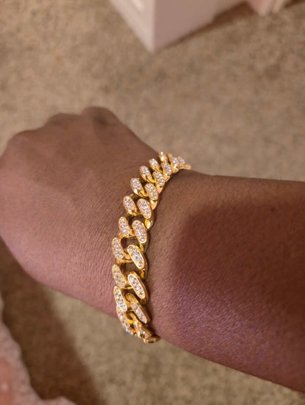 Gold Crystal-Cuban Link Bracelet for Women
